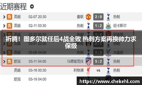 折腾！图多尔就任后4战全败 热刺方案再换帅力求保级